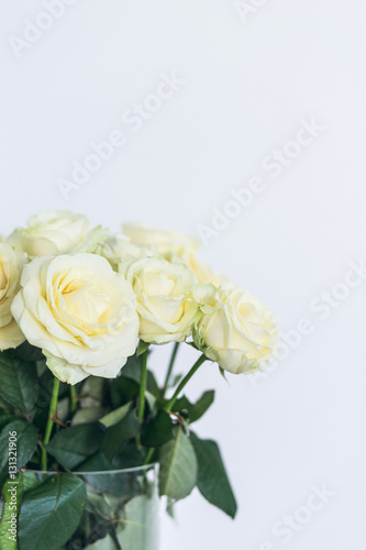 Bouquet of beautiful flowers of roses for catalog on white background