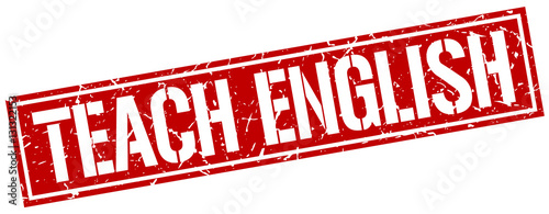 teach english square grunge stamp