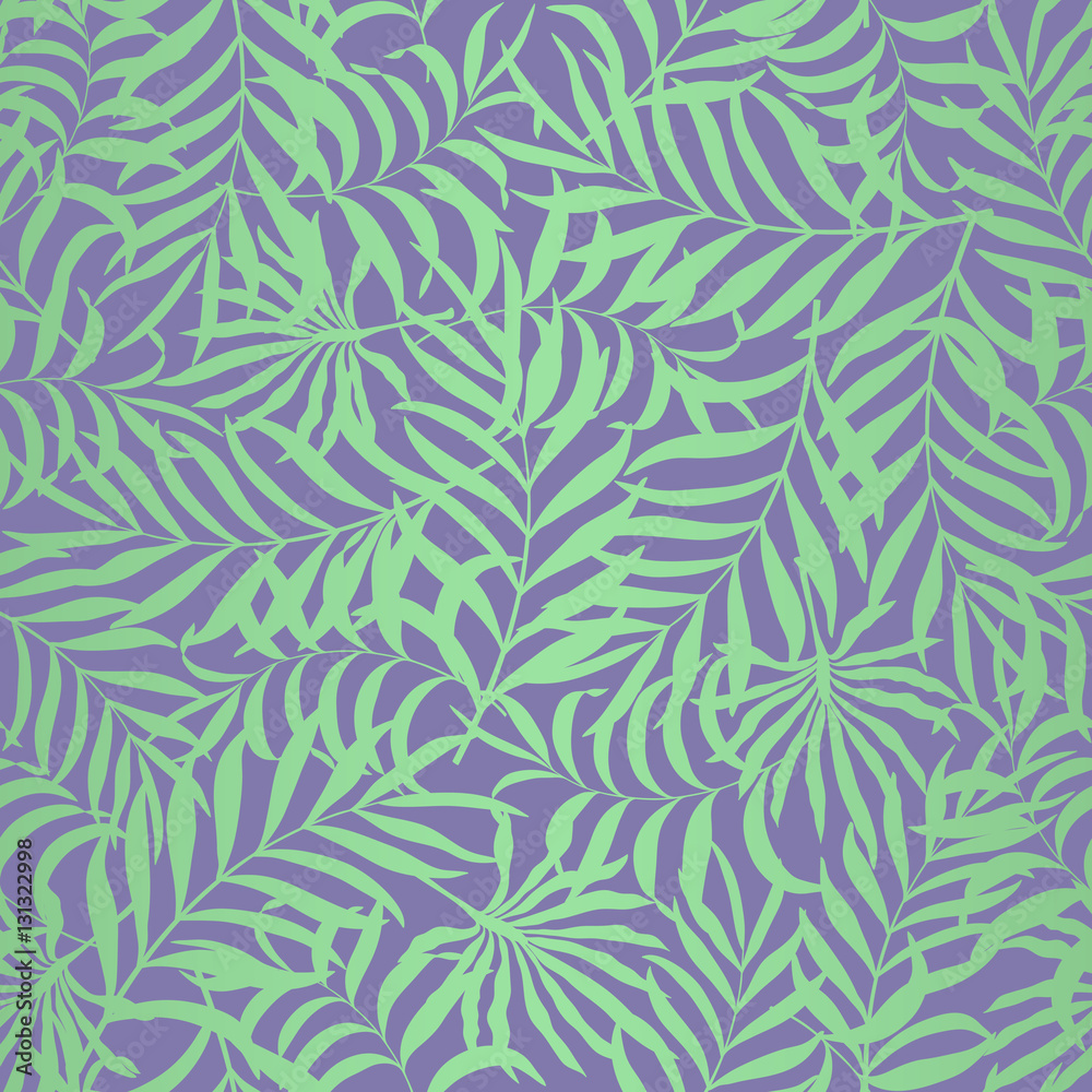 Tropical background with palm leaves. Seamless floral pattern