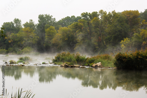 View of a misty river in Lodosa, Spain photo