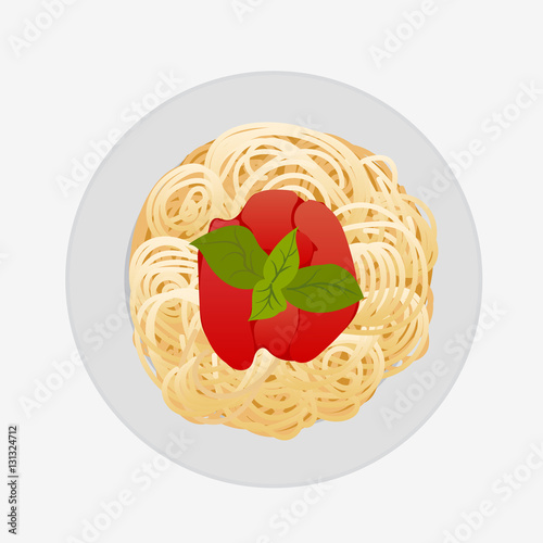 Spaghetti bolognese isolated on white vector illustration