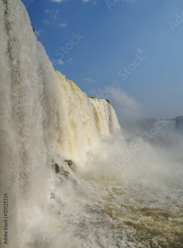 Brazil, State of Parana, Foz do Iguacu, View of the Devil's Throat, part of Iguazu Falls.