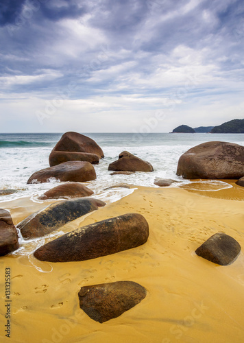 Brazil, State of Rio de Janeiro, Paraty Zone, Trinidade, Rocks on the Cepilho Beach. photo