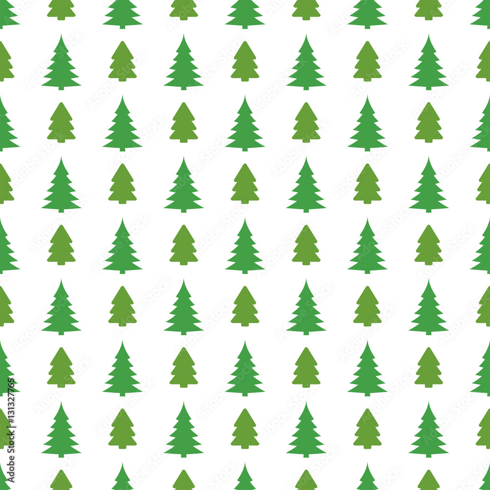 Holiday seamless pattern with christmas tree and snowflakes. Vec