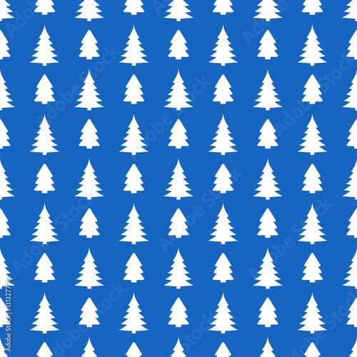 Holiday seamless pattern with christmas tree and snowflakes. Vec