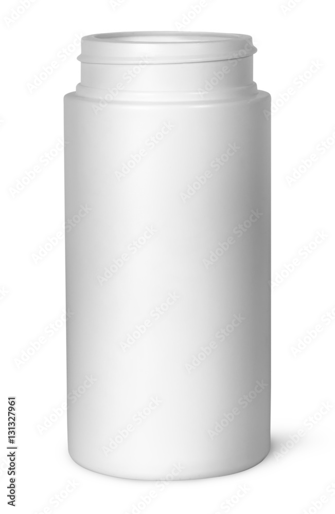 White plastic bottle for vitamins without lid White plastic bottle for vitamins without lid
