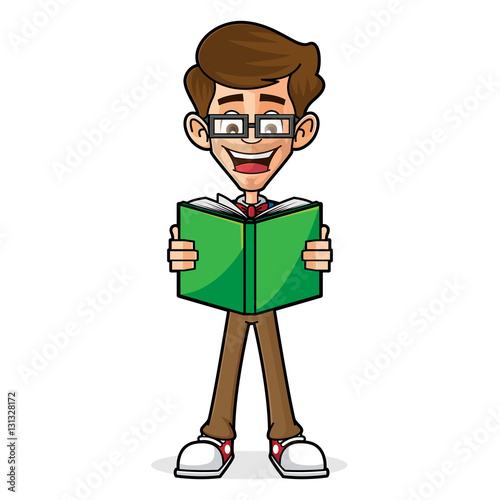 Nerd Guy Reading Book