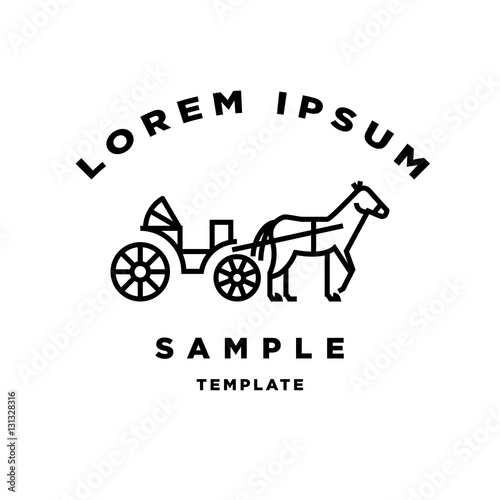 Horse Carriage Minimal Sign Vector Design