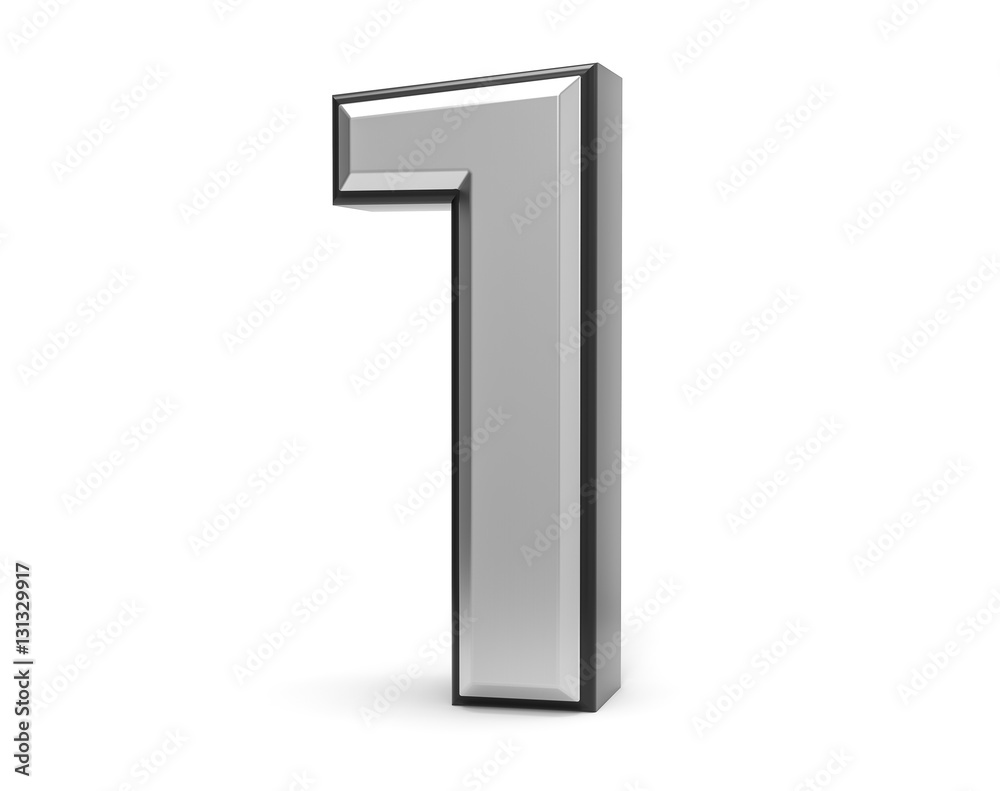 3D Isolated Metal Metallic 1 One Number Illustration. 3D Isolated Metal Metallic 1 One Number Illustration.