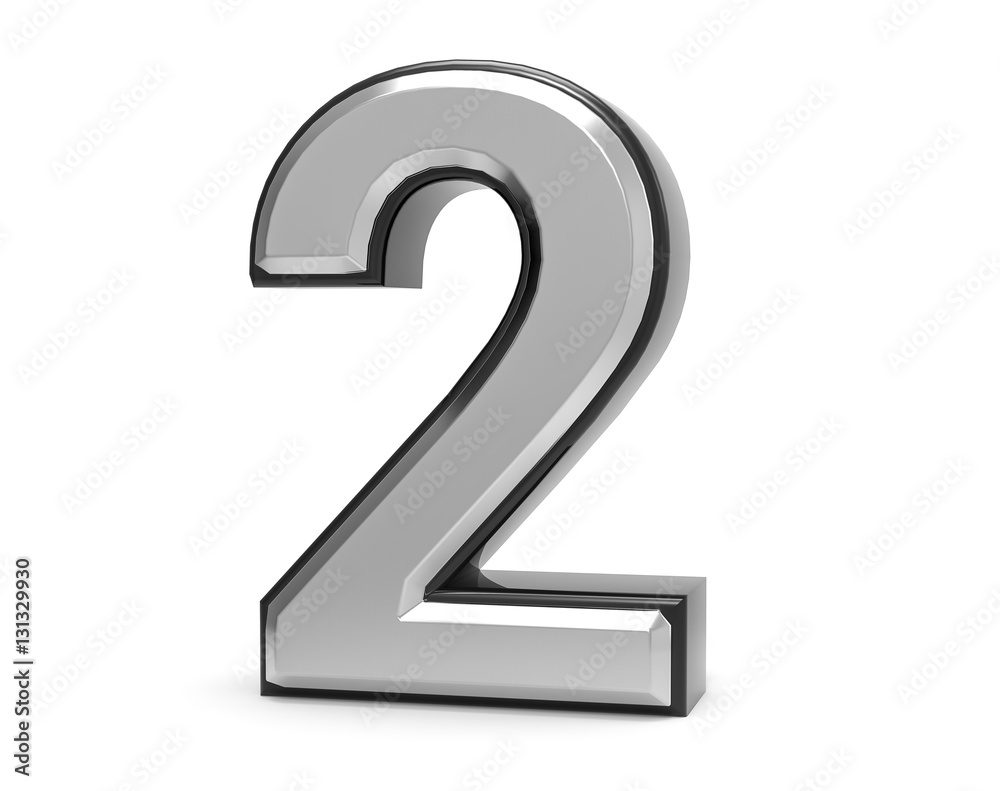 3D Isolated Metal Metallic 2 Two Number Illustration. 3D Isolated Metal Metallic 2 Two Number Illustration.