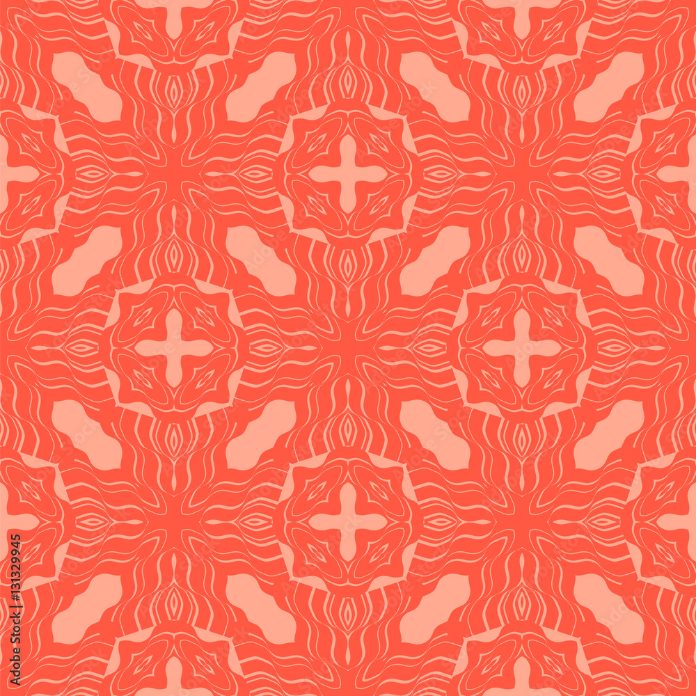 Fototapeta premium Red Ornamental Seamless Line Pattern. Endless Texture. Oriental Geometric Ornament