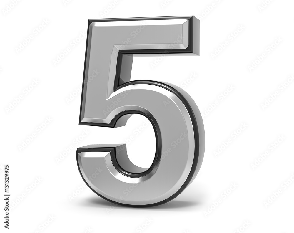 3D Isolated Metal Metallic 5 Five Number Illustration. 3D Isolated Metal Metallic 5 Five Number Illustration.