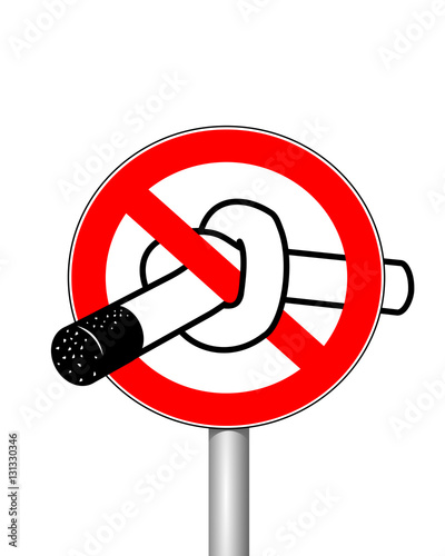 Rauchverbot-Schild - Knoten in der Zigarette
