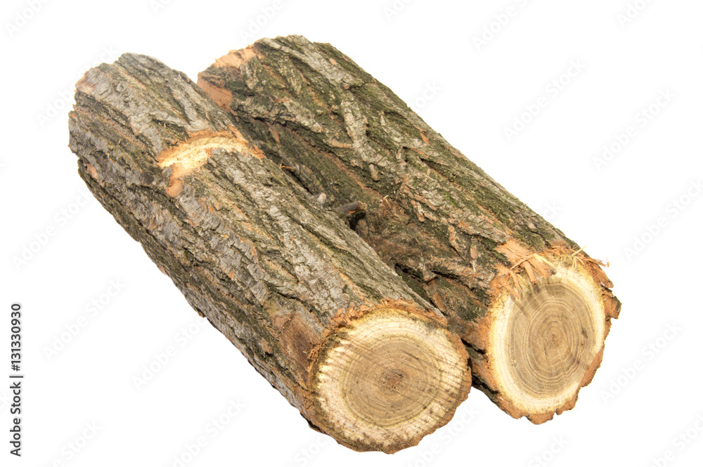Wooden log as firewood isolated on a white background Wooden log as firewood isolated on a white background