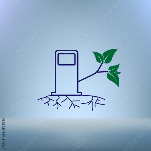 Green bio fuel station pump icon isolated.