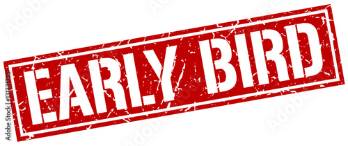 early bird square grunge stamp