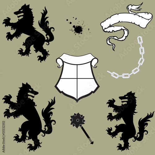 heraldic wolf coat of arms tattoo emblem insignia in vector format