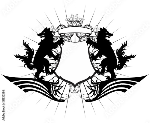 heraldic wolf coat of arms crest tattoo insignia in vector format