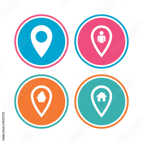 Free Download Map pointer icons. Home, food and user location. - GFXLoad