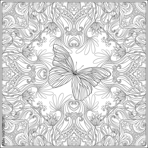 Pattern with traditional Japanese motifs  butterflies and love h