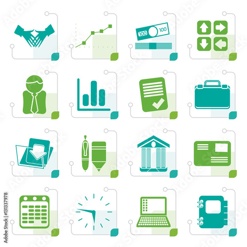 Stylized Business and Office icons - Vector Icon Set photo