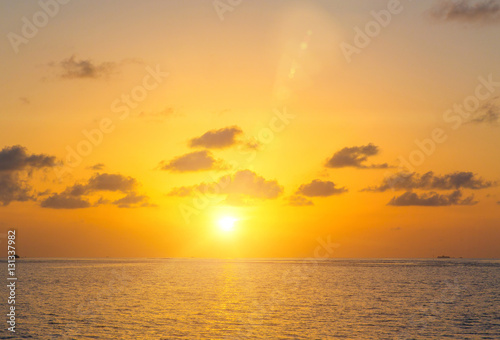 Sunset on sea in Maldives