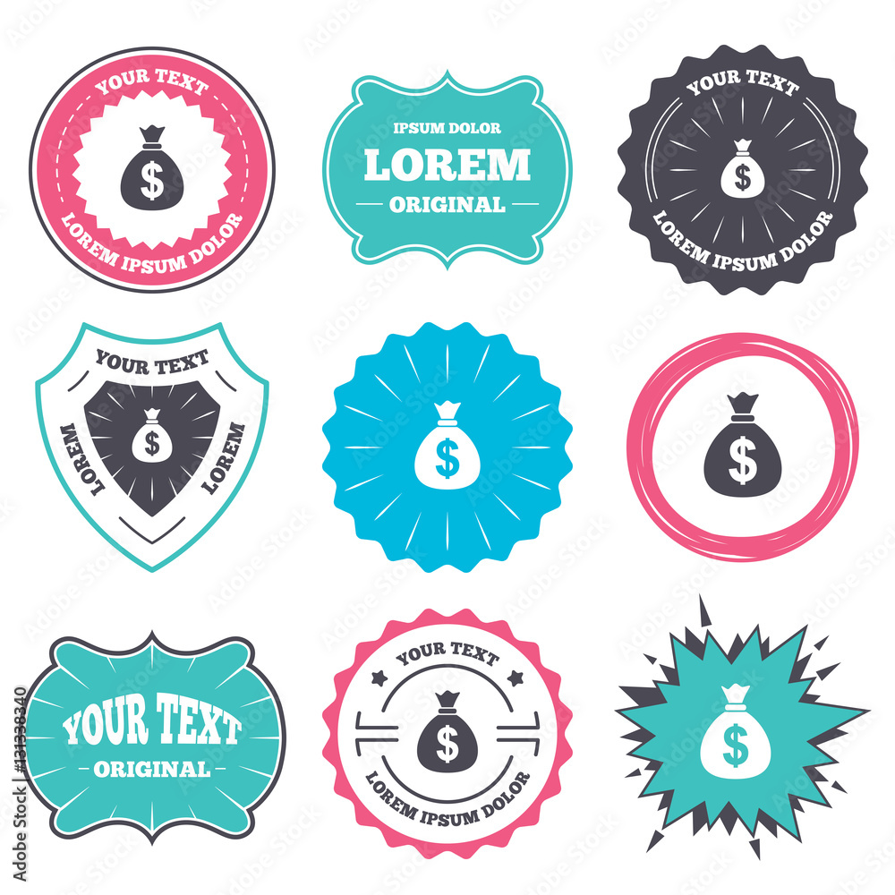 Money bag sign icon. Dollar USD currency. Money bag sign icon. Dollar USD currency.