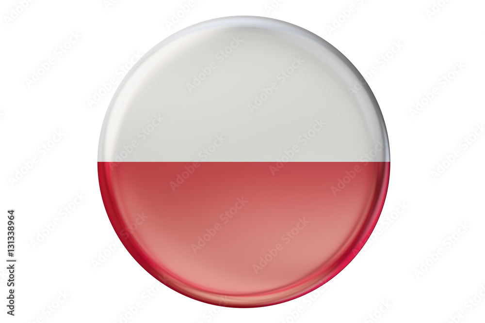 Badge with flag of Poland, 3D rendering Badge with flag of Poland, 3D rendering
