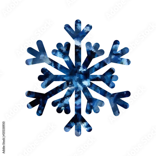 Snowflake mosaic icon. Blue silhouette snow flake sign isolated white background. Flat design. Symbol winter, frozen, Christmas, New Year holiday. Graphic element decoration. Vector illustration