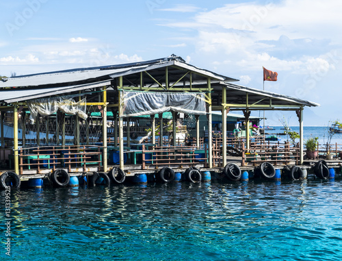 fishing house on the water