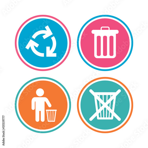 Recycle bin icons. Reuse or reduce symbol.