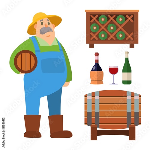 Wine production vector set.