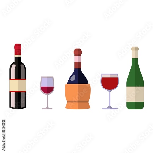 Alcohol drink wine bottle vector.