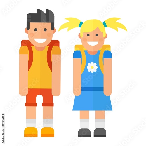 School kid character vector.