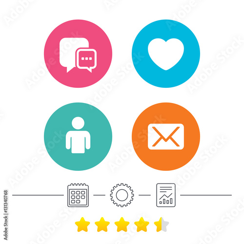 Social media icons. Chat speech bubble and Mail.