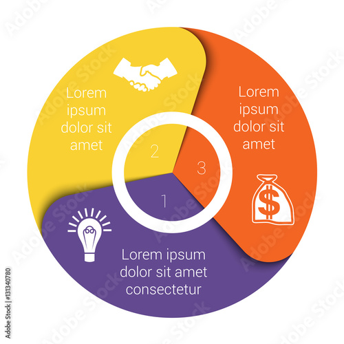 pie chart diagram three positions