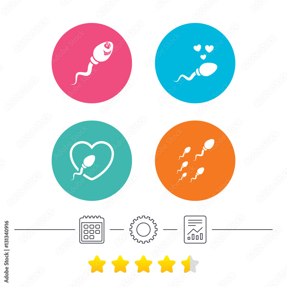 Sperm icons. Fertilization or insemination signs.