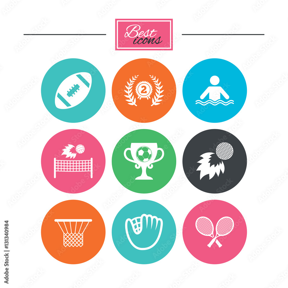 Fototapeta premium Sport games, fitness icon. Football, golf.