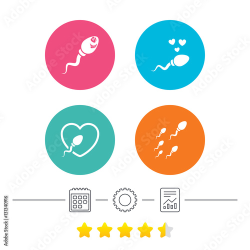 Sperm icons. Fertilization or insemination signs.