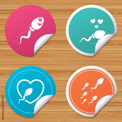 Sperm icons. Fertilization or insemination signs.