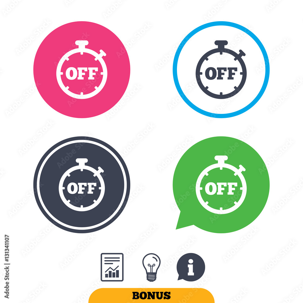 Timer off sign icon. Stopwatch symbol. Timer off sign icon. Stopwatch symbol.