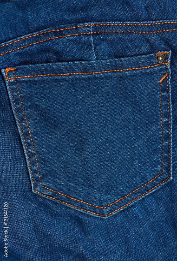 Back pocket of blue jeans Back pocket of blue jeans