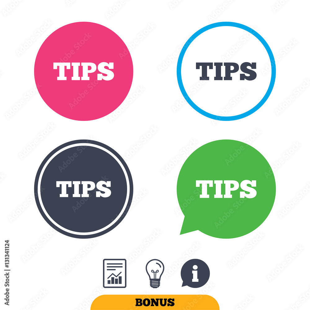 Tips sign icon. Service money symbol. Tips sign icon. Service money symbol.