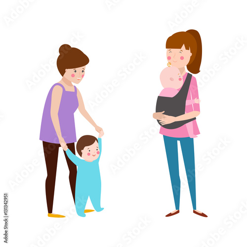 Young mother vector characters.