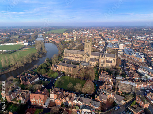 Aerial view of Worcester city centre, UK. photo