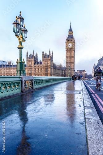 Big ben in winter morning photo