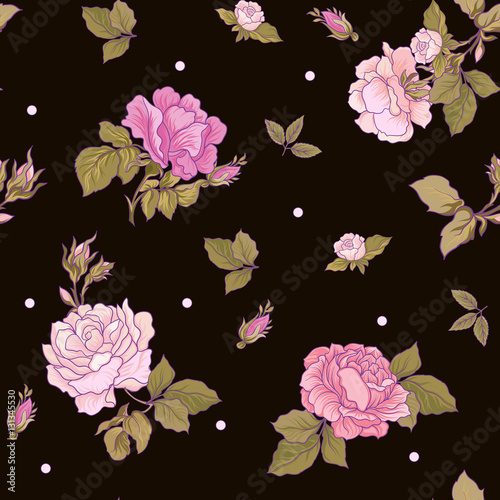 Wallpaper Mural Rose Seamless pattern Torontodigital.ca
