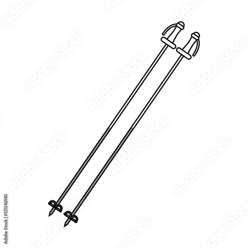 Ski poles icon. Winter sport hobby recreation equipment and activity theme. Isolated design. Vector illustration