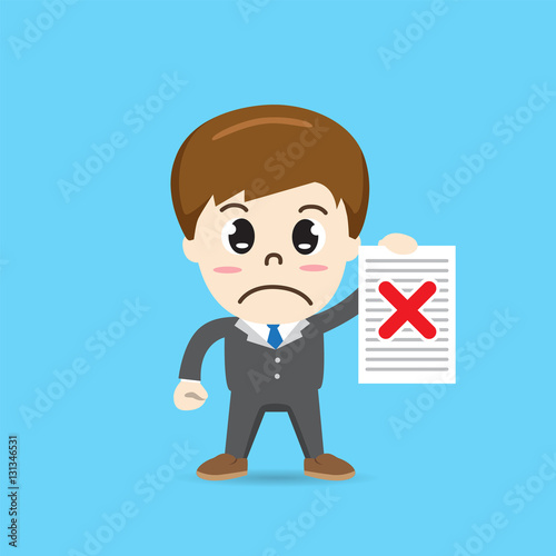 business man sign to answer incorrect - vector illustration