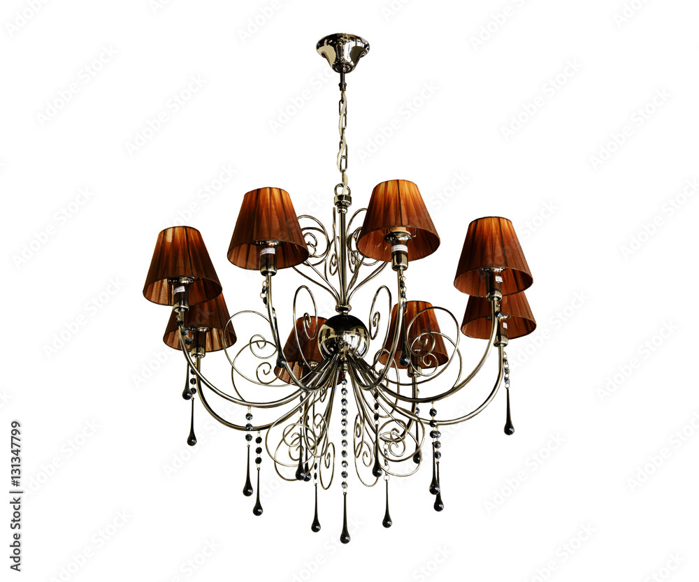Ceiling light. Vintage chandelier. Isolated, white background.